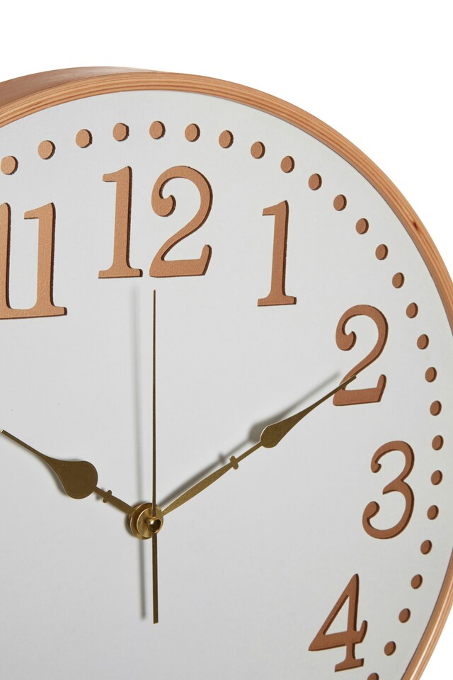 image 1 of Interiors by Premier Retro White Wood With Gold Numbers Wall Clock, Intricate Design Clock For KIitchen, Wall Clock For Outdoor