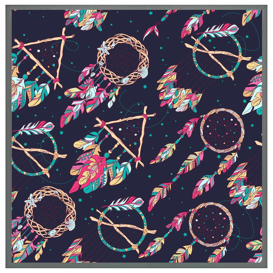 image 1 of Pattern with different dream catcher amulet (Picture Frame) Grey | M