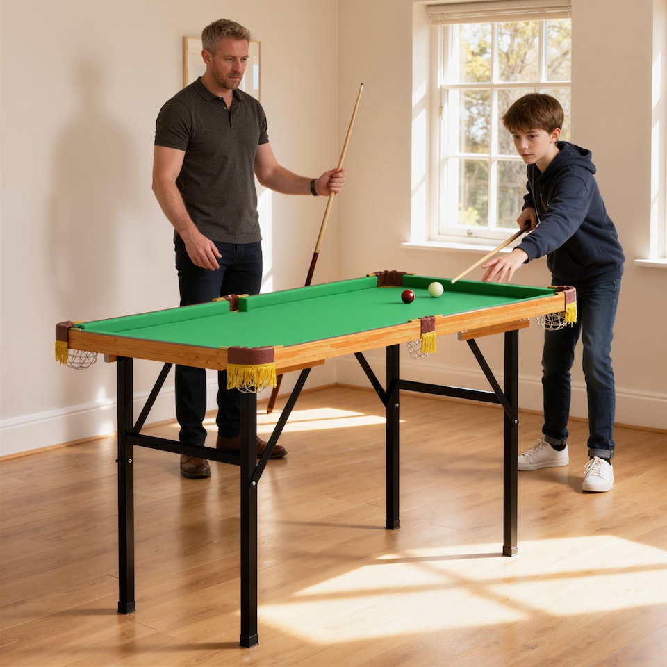 image 1 of SPORTNOW 4FT Folding Pool Table, Mini Billiards Table Set for Kids, Green