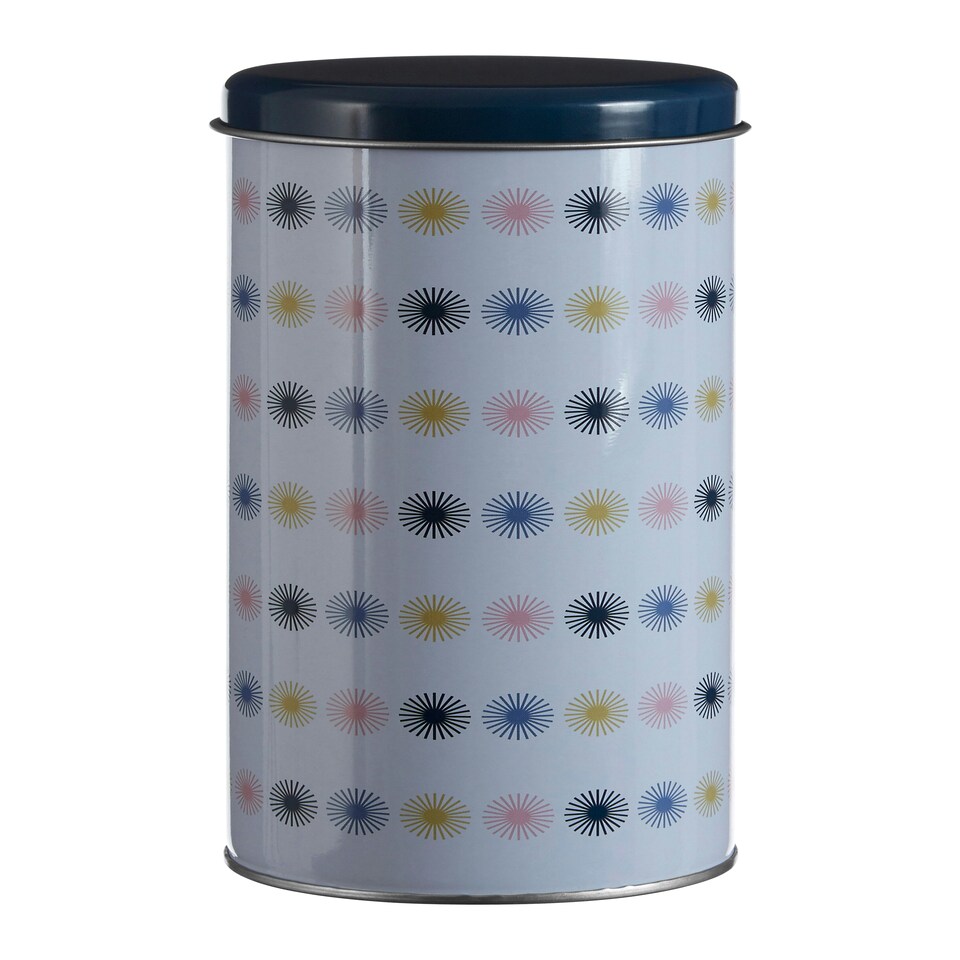 image 1 of Interiors by Premier Round Storage Canister, Decorative Metal Tin With Vintage Print Design, Ideal For Storing Snacks, Biscuits