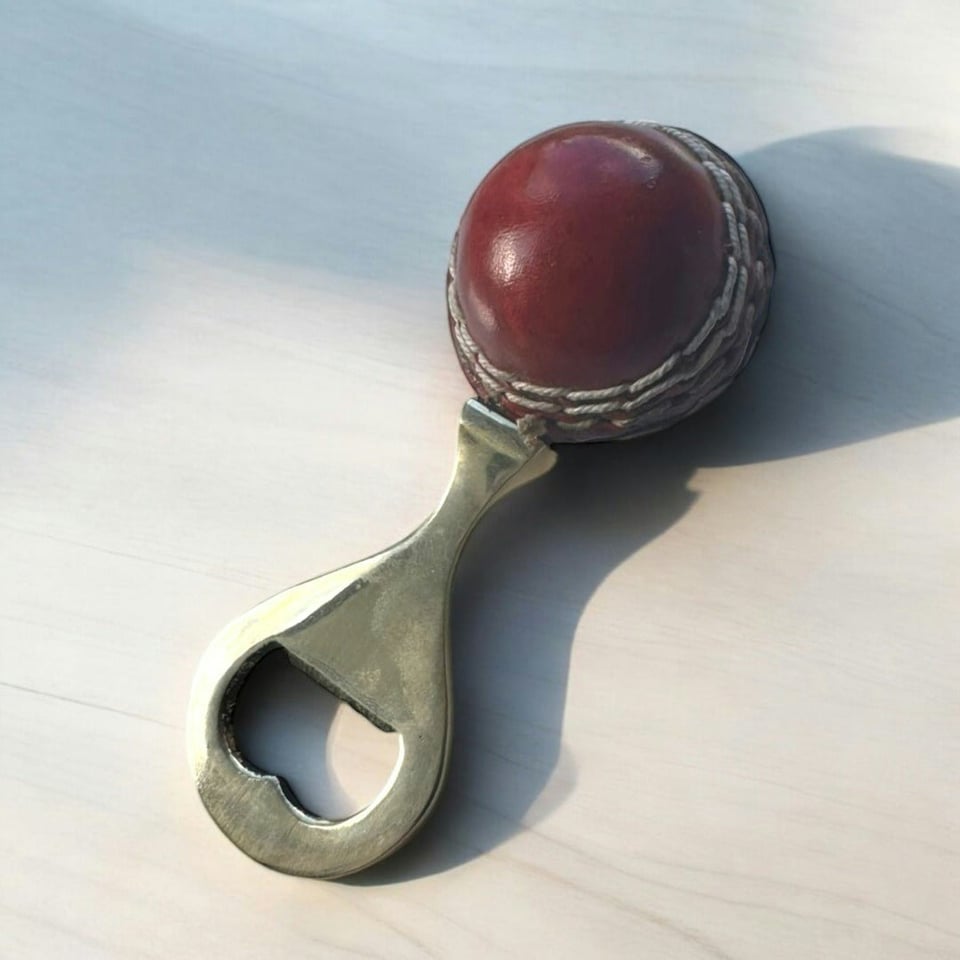 image 1 of CRICKET-GIFTS Mini Cricket Ball Bottle Opener ? Unique Sports-Themed Bottle Opener Crafted from a Mini Cricket Ball
