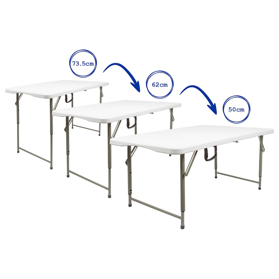 image 1 of Harbour Housewares Height Adjustable Folding Trestle Table - 120cm (4ft) - White | White | White