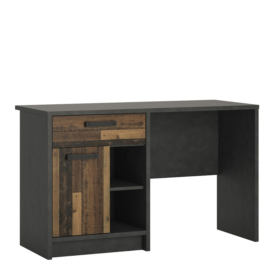 image 1 of Brooklyn Desk with 1 Door and 1 Drawer in Walnut and Dark Matera Grey