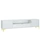 image 4 of TV Unit 200cm White with Fluted Doors, Gold Details and Drawer White