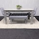 image 3 of Grey Wooden Dining Table Set with 2 Grey Chairs and 2 Benches - Dining Kitchen Room Furniture