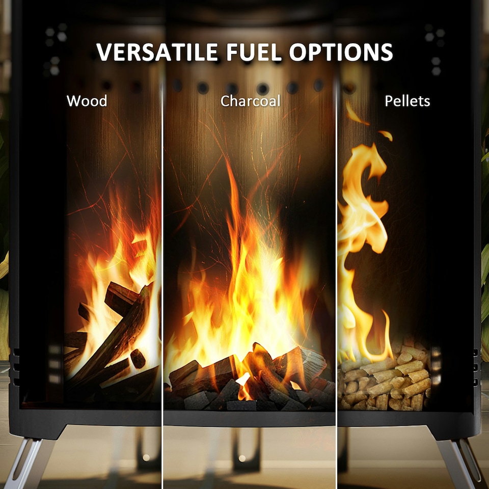 image 1 of Outsunny Stainless Steel Smokeless Wood Burning Firepit Garden Fire Pit