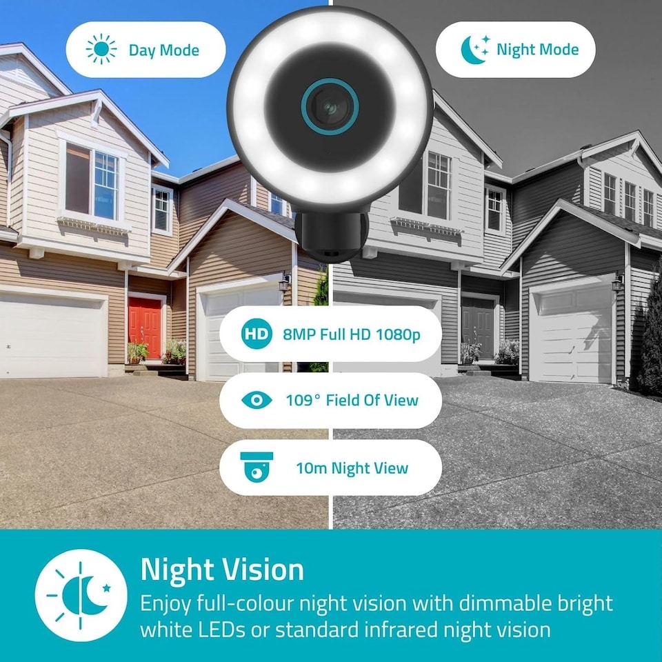 image 1 of NEDIS Smart 4K Wi-Fi 6 Outdoor Camera, Motorised CCTV with Motion Sensor, AI Human Detection, Night Vision, Two-Way Audio, Siren & Spotlight, Cloud or microSD Storage, IP65 Weatherproof