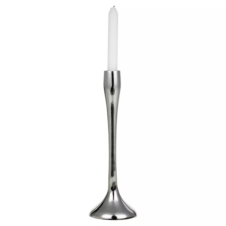 image 1 of Metal Candle Holder Candlesticks Set Gold Silver Decorative Decor | Silver | 1x Silver Small | Small | 1