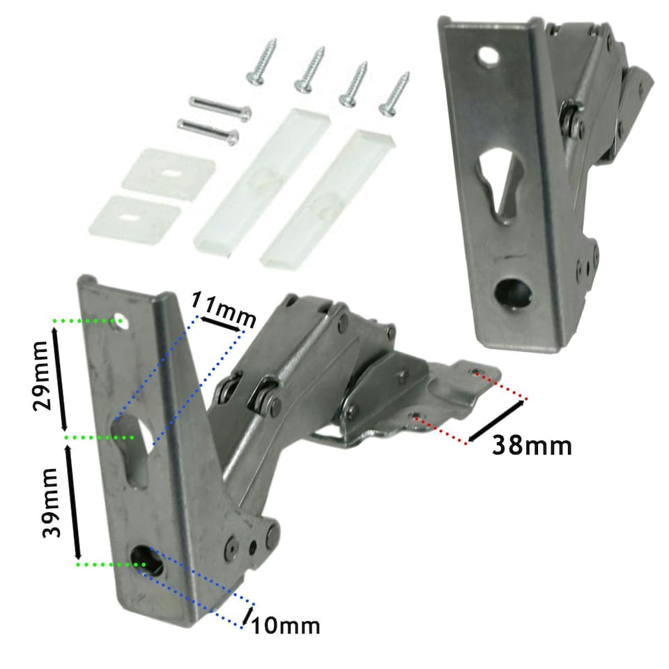 image 1 of SPARES2GO Integrated Hinges compatible with IKEA CDA Caple Tecnik Fridge Freezer Door Hinge 3905 3362 3363 5.0 41,5 Silver
