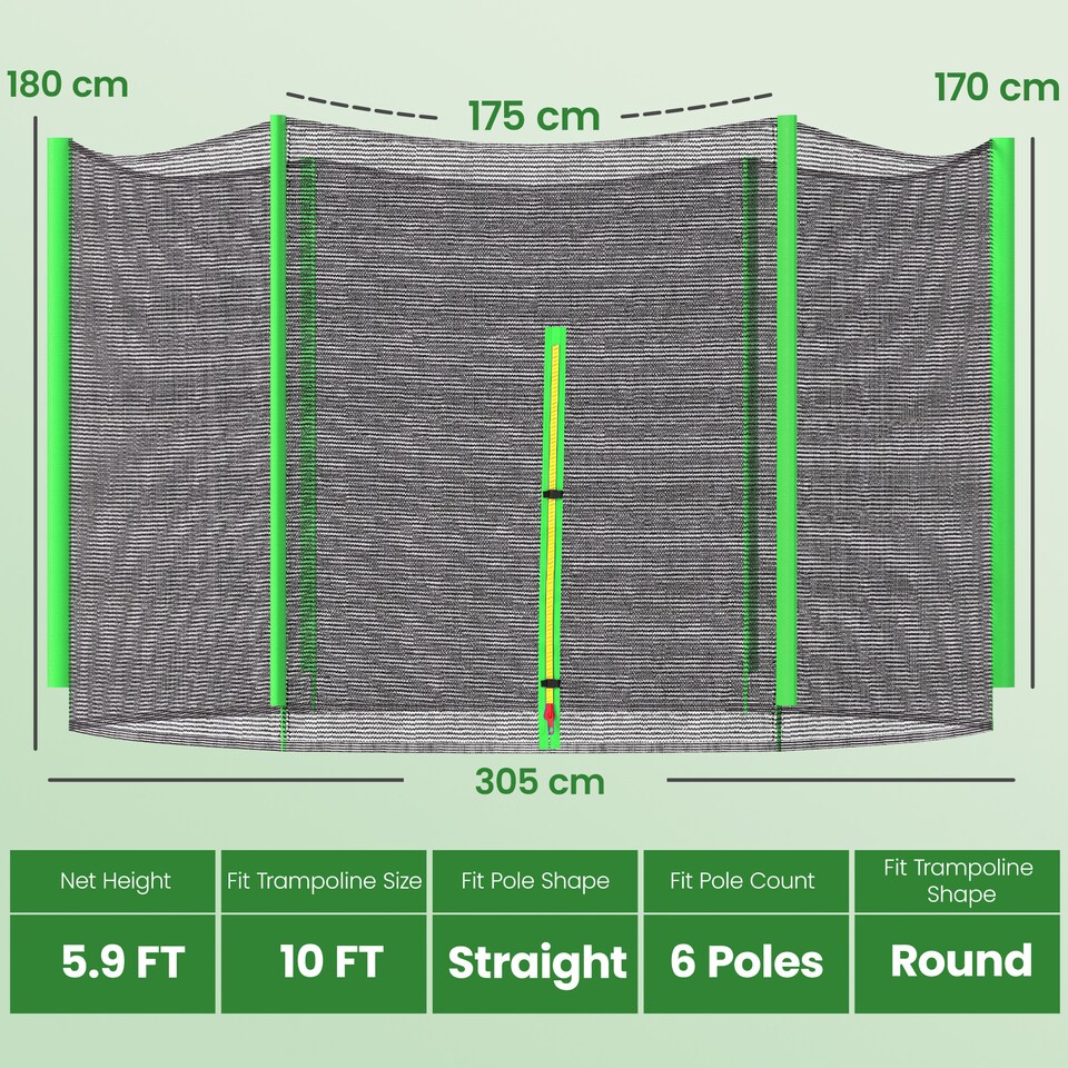 image 1 of SPORTNOW 10ft Trampoline Net Replacement Safety Net with Zipped Door, Blue