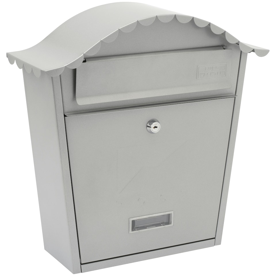image 1 of Burg-Wachter Classic Wall Mounted Galvanised Steel Lockable Weatherproof Post Box - 36x37x13cm Grey | French Grey