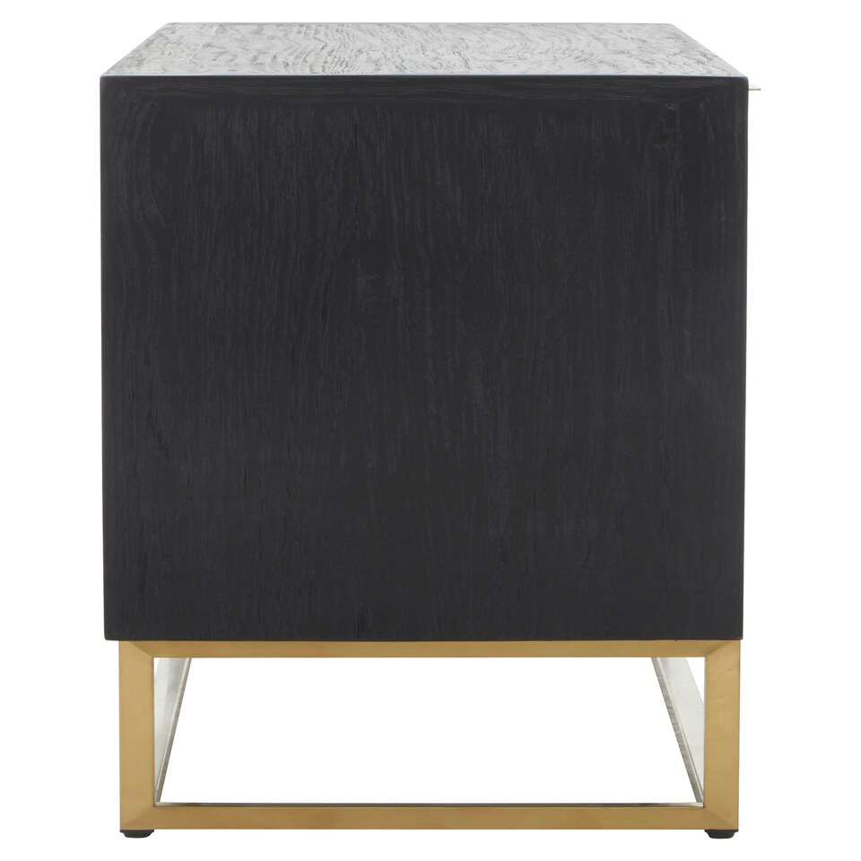 image 1 of Interiors by Premier Three‑Door Sideboard, High Gloss & Concrete‑Grey 3‑Door Buffet Cabinet, Open‑Shelved Storage Unit Multi