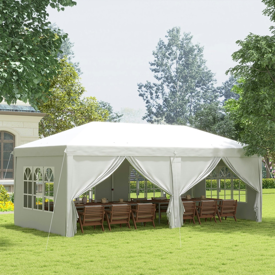 image 1 of Outsunny 3 x 6m Pop Up Gazebo Height Adjustable Party Tent w/ Storage Bag Black