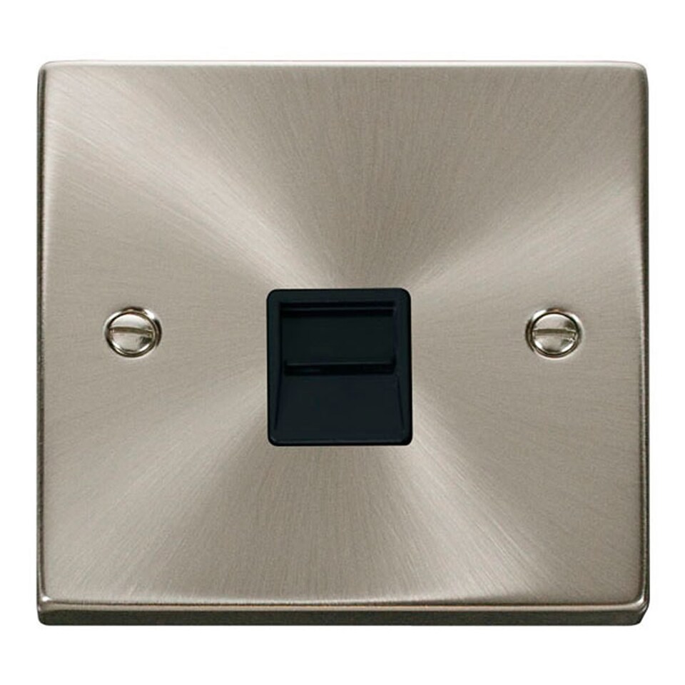image 1 of SE HOME Satin Brushed Chrome Master Telephone Single Socket | Chrome | Satin Chrome