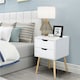 image 2 of Yaheetech Set of 2 End Tables with Pine Wood Legs White