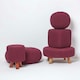 image 5 of Homescapes Plum Large Round Cotton Knitted Pouffe Footstool