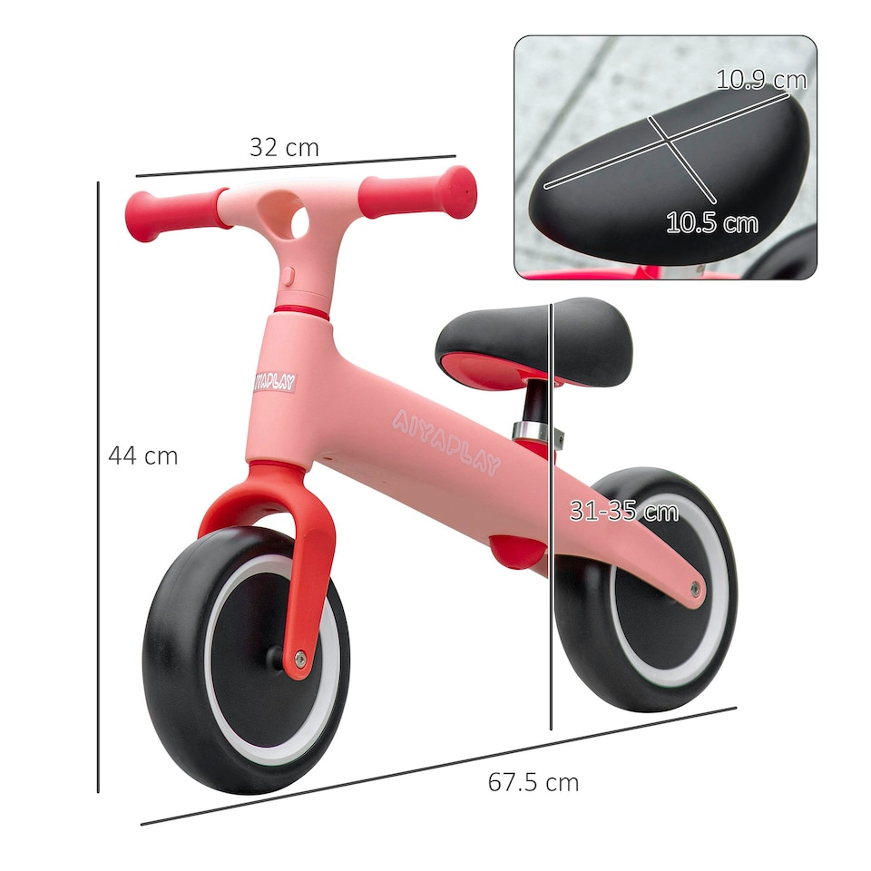 image 1 of AIYAPLAY Baby Balance Bike, Children Bike w/ Adjustable Seat, Wide Wheels - Pink