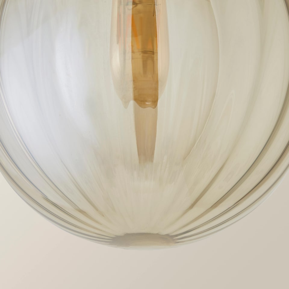 image 1 of ValueLights Chessy Ribbed Glass Easy Fit Lamp Shade & Bulb | Gold