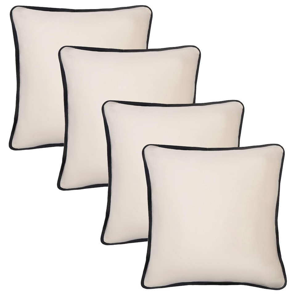 image 1 of OHS 4 x Matte Velvet Piped Edge Cushion Covers, 45x45cm - Cream | Cream | 45x45cm | 4