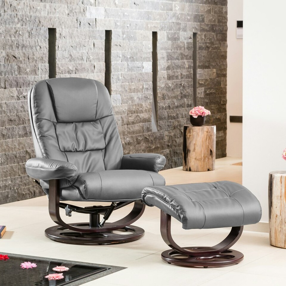 image 1 of Burdell Swivel Recliner Grey