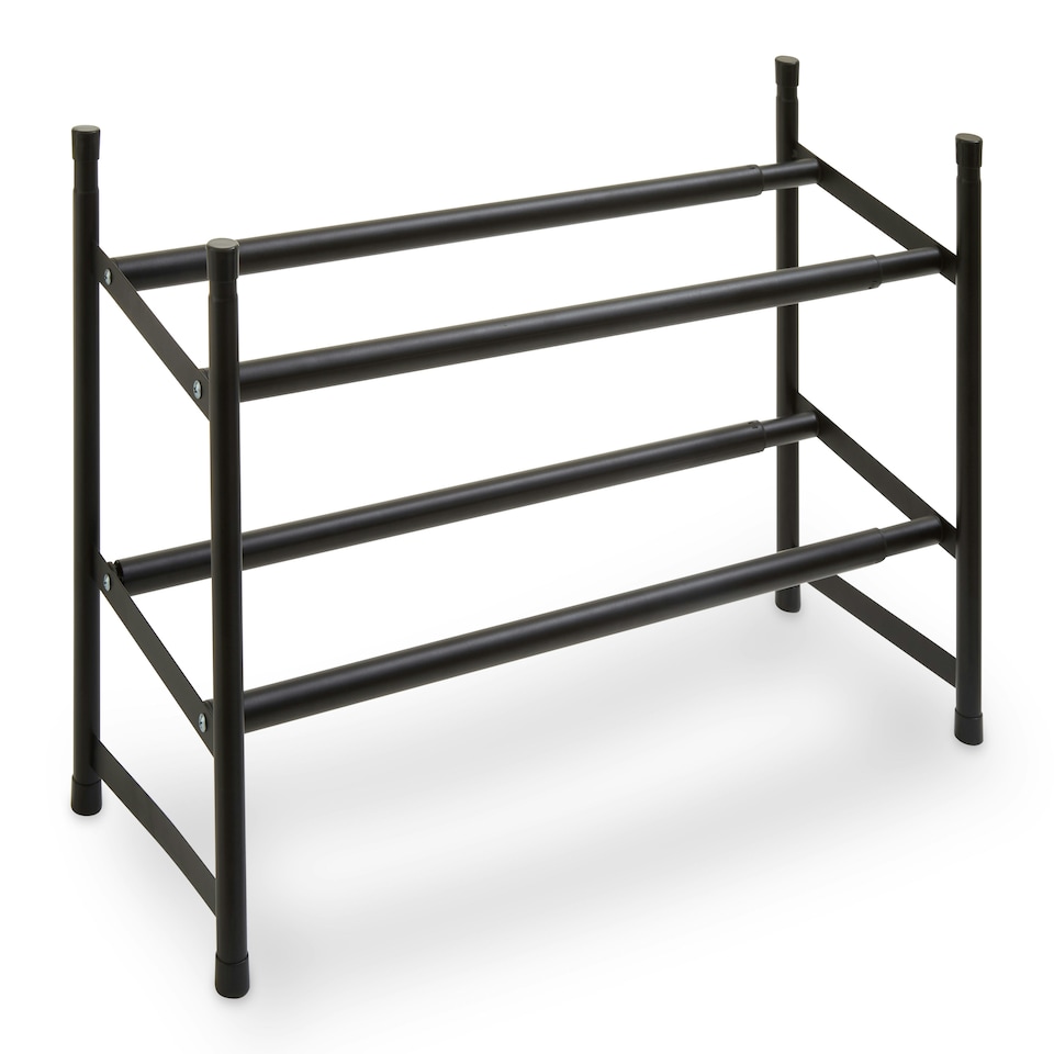 image 1 of Interiors By Premier Minimal Two Tier Shoe Rack, Functional Shoe Drawer Organizer For Bedroom, Robust Shoe Rack For Livingroom Black
