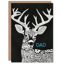 Stag White Folk Design Deer Fathers Day Dad Card