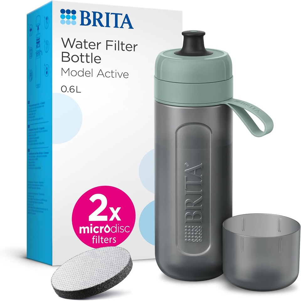 image 1 of BRITA Sports Water Filter Bottle Model Active Dark Green (600ml) incl. 2x MicroDisc Filters