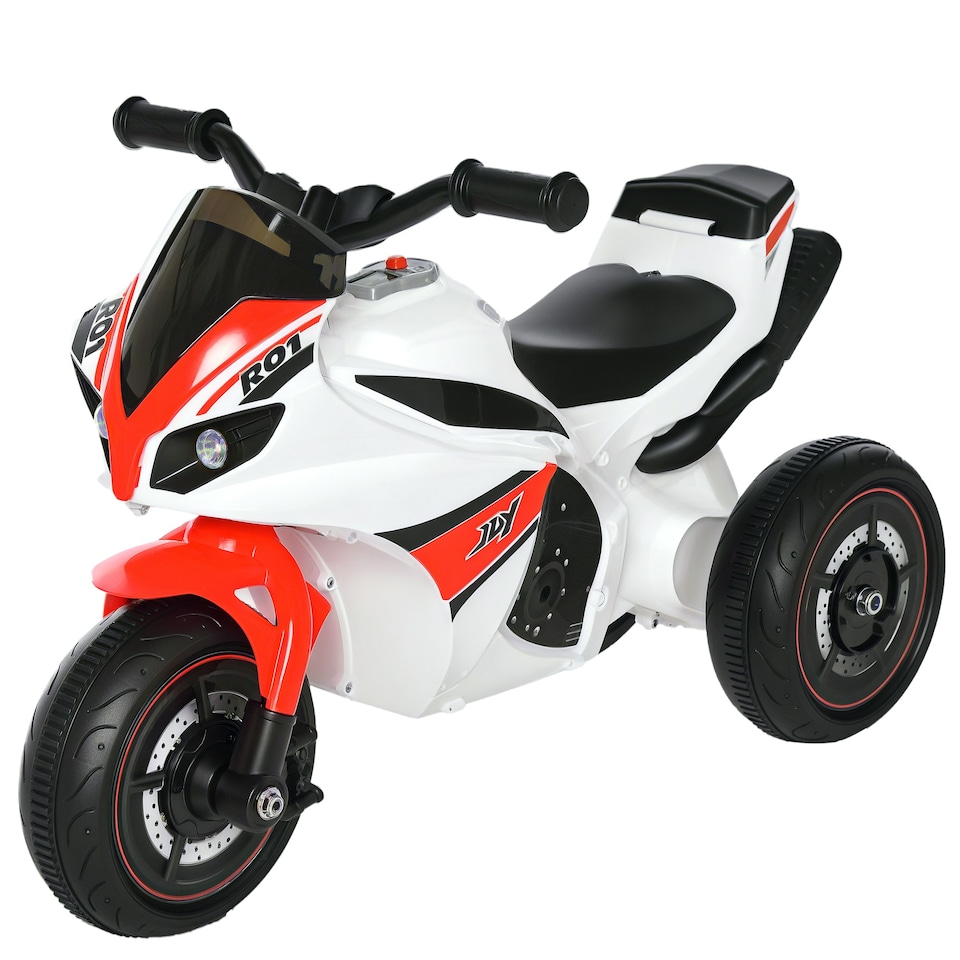 image 1 of HOMCOM Kids Ride-On Police Bike 3-Wheel Vehicle w/ Music Lights 18-36 Mths