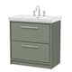 image 1 of Bathroom Floor 2-Drawer Vanity Unit with Fireclay Basin, Green, 800mm | Green | Reed Green | 1