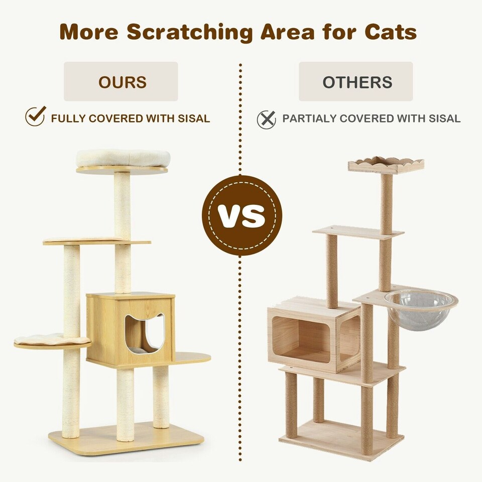 image 1 of COSTWAY 4 Levels Cat Tree Tower Cat Climbing Activity Center