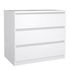 Naia Chest of 3 Drawers in White High Gloss
