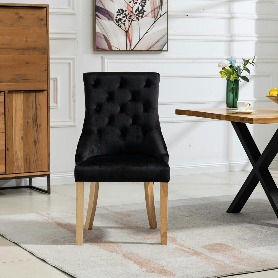 image 1 of Ravenna Velvet Dining Chairs - Set of 2 - Black
