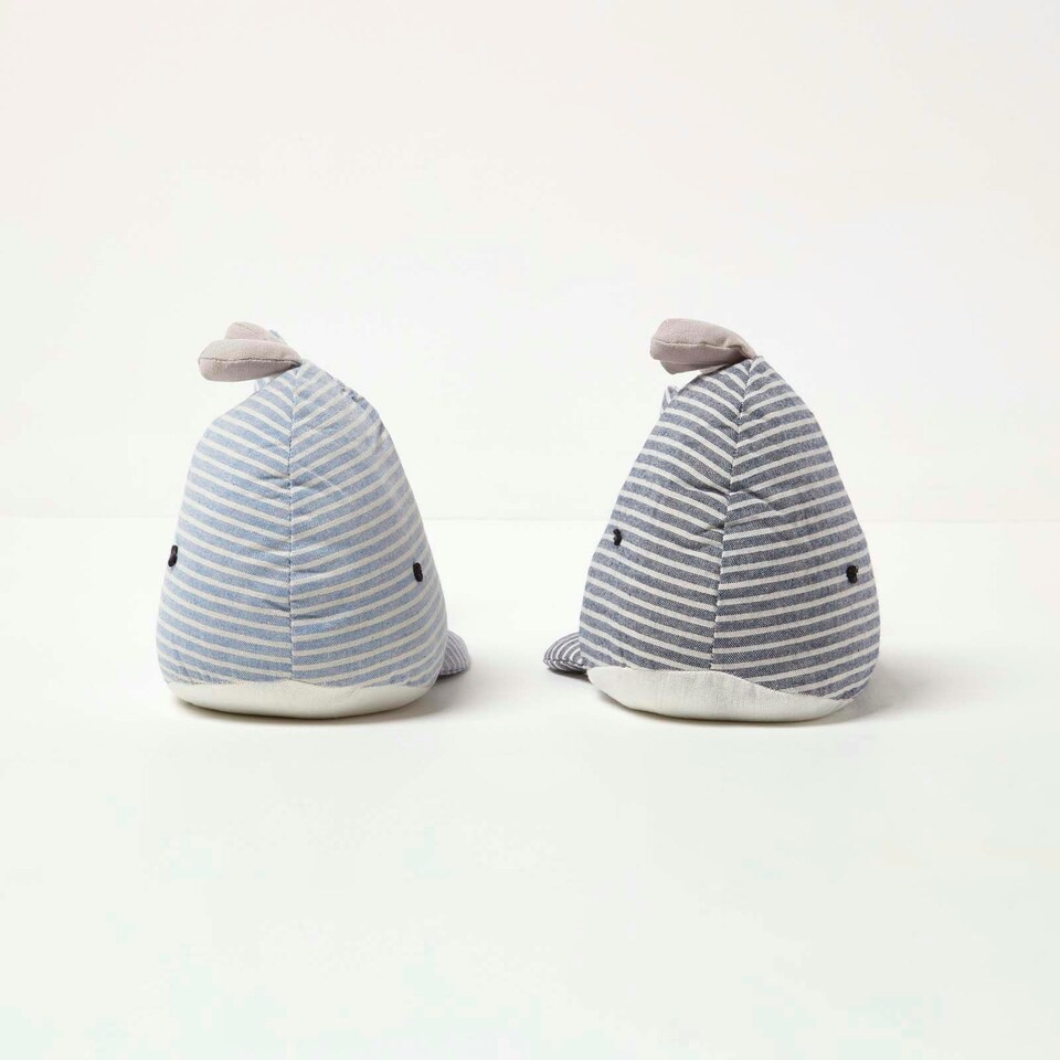 image 1 of Homescapes Set of 2 Grey Whale Doorstops