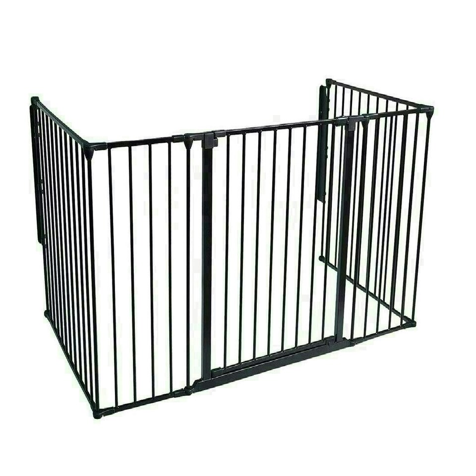 Safetots Extra Tall Multi Panel Fire Surround, 51cm Deep x 164cm Wide, Black, 105cm High, Baby and Toddler Fire Guard