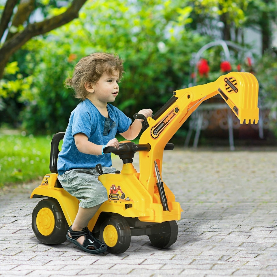 image 1 of HOMCOM 2 in 1 Kids Ride On Tractor with Buckle, for 1.5-4 Years Old, Yellow