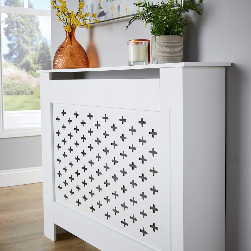 image 1 of Medium Radiator Cover MDF Wooden Home Decorative Modern Design | White