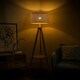 image 1 of ValueLights Morrigan Wicker Shade Wooden Tripod Floor Lamp Cream