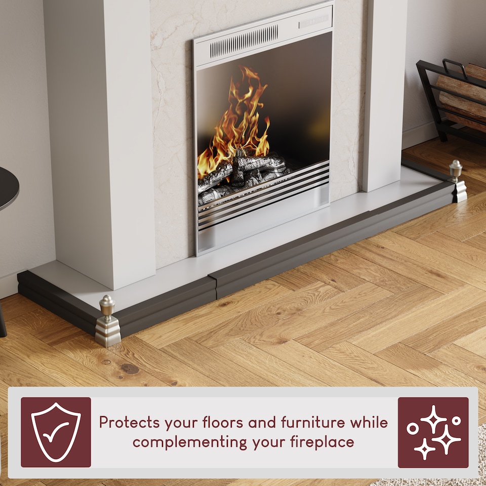 image 1 of Fire Vida Fire Vender Guard Protector Fireside Fireplace Accessory, Black & Silver