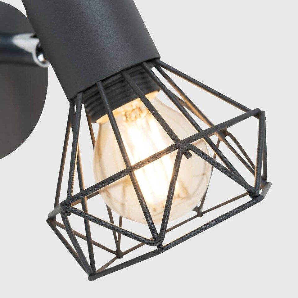 image 1 of ValueLights Angus Matte Grey Geometric Wall Light & Bulb | Grey