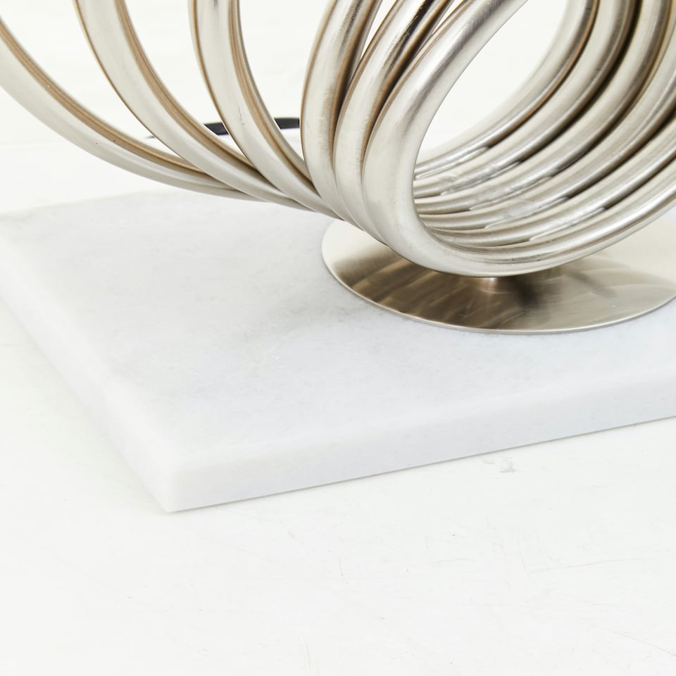 image 1 of Interiors by Premier Brushed Chrome Spoke Table Lamp White