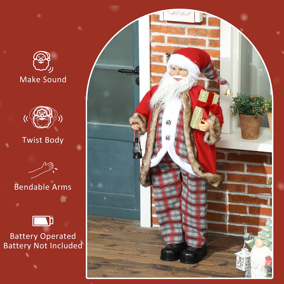 image 1 of HOMCOM Animated Santa Claus, 141cm Tall Christmas Decoration with Sound Activated and Festive Music for Party