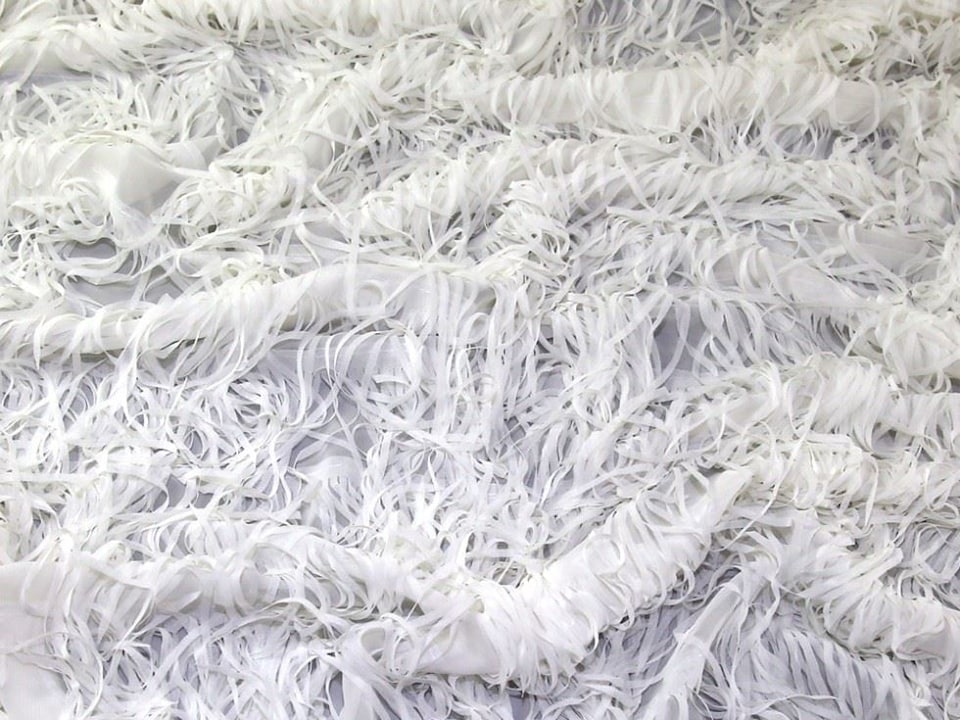 Cream Bruges Fringe Georgette Fabric for Dressmaking, 130cm / 51" Wide - per metre