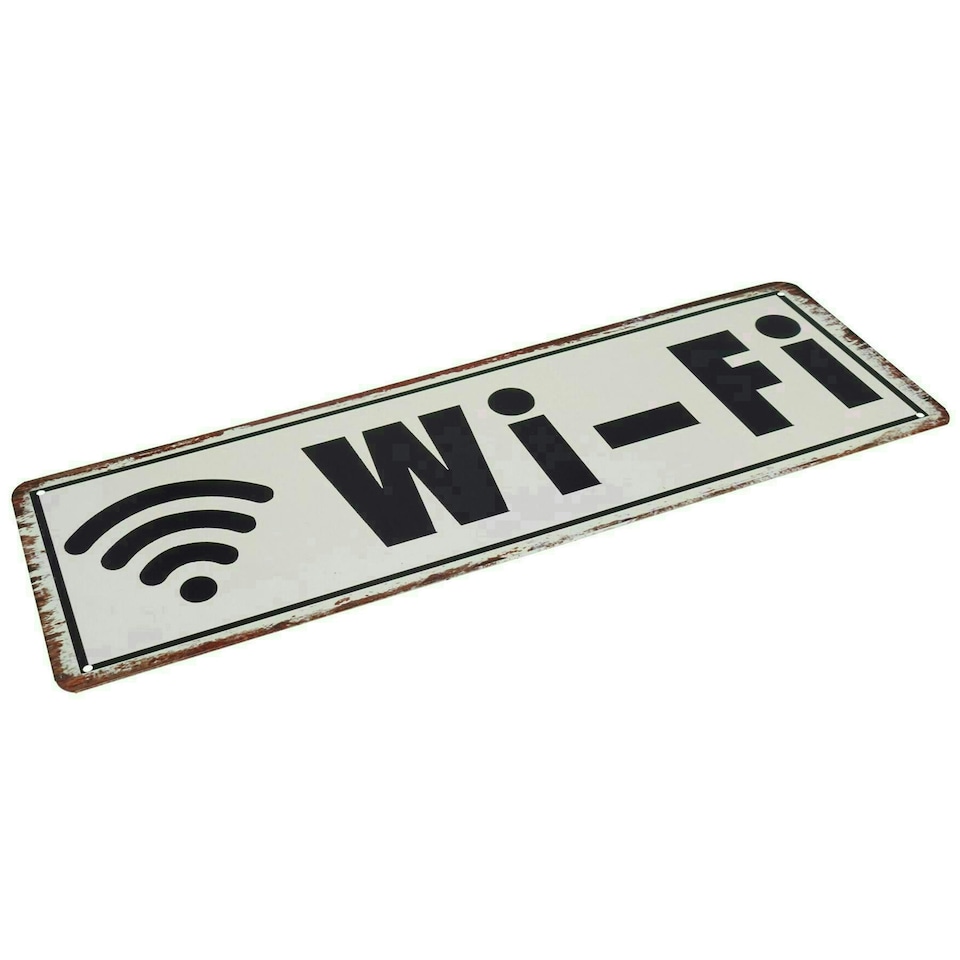 image 1 of Retro Hanging WiFi Plaque Metal Sign Home Shop Cafe Gift- 36 x 13cm