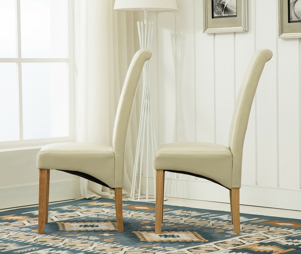 image 1 of MCC Direct Deluxe High Back Leather Dining Chairs Cream