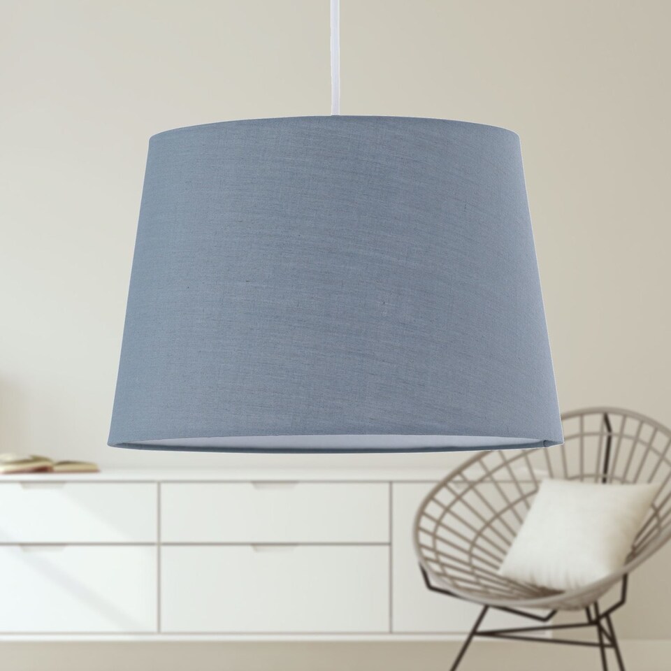 image 1 of Grey Cotton 28cm Tapered Cylinder Pendant or Lamp Shade | Grey | Medium | 1