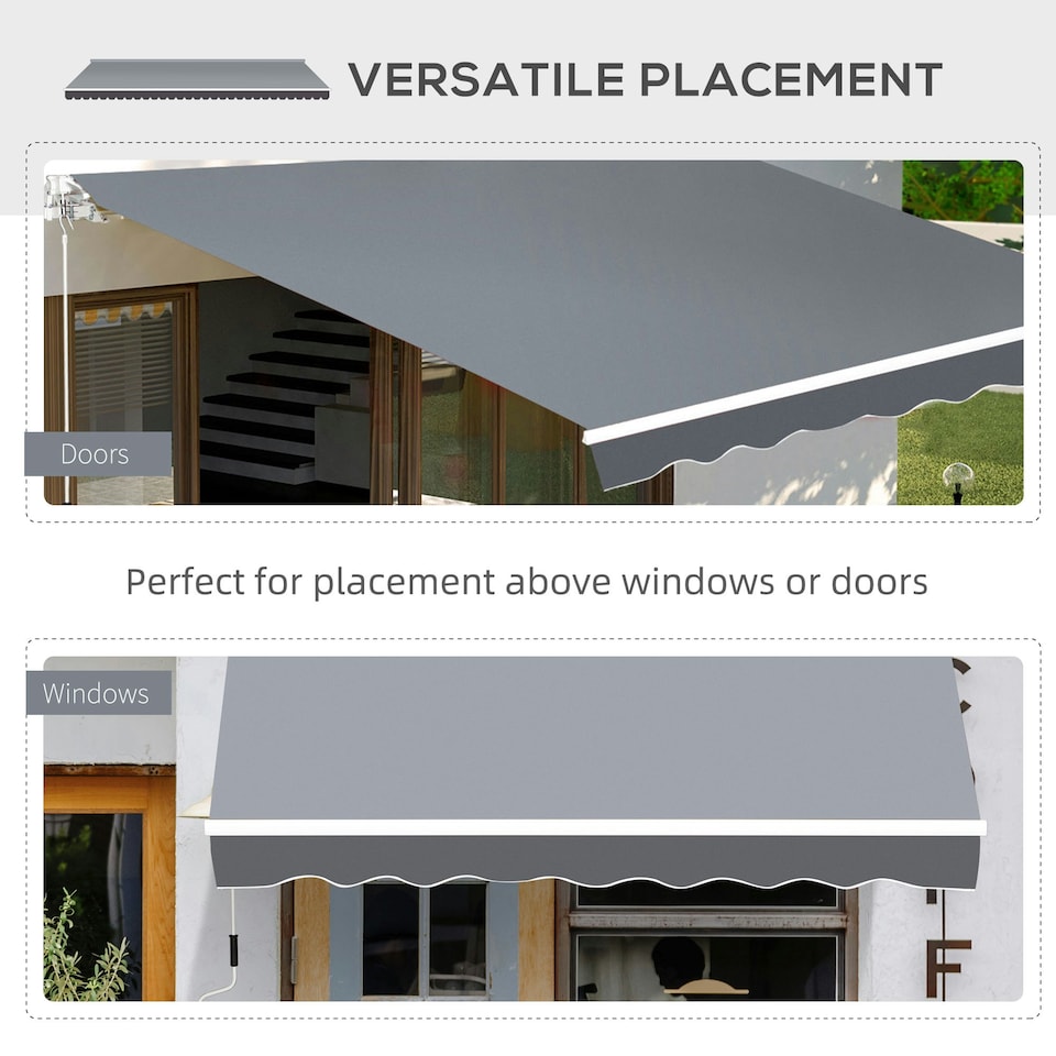 image 1 of Outsunny Garden Sun Shade Canopy Retractable Awning, 2.5 x 2m, Grey