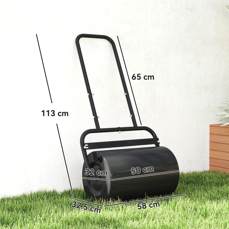 image 1 of Outsunny Combination Push w/ 38L Sand or Water Garden Lawn Roller Black