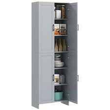 HOMCOM Kitchen Cupboard Storage Cabinet with 6 Shelves Grey