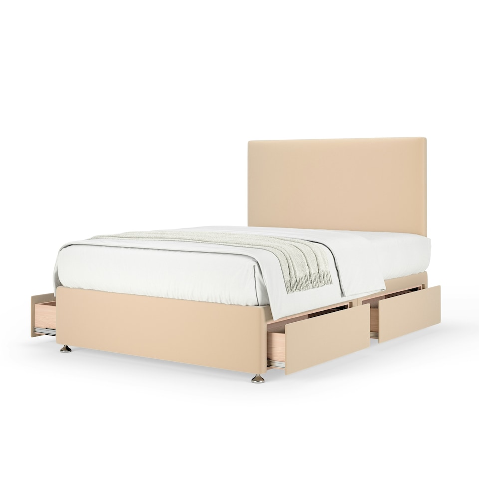 image 1 of Signature Platinum 2000 Pocket Sprung Natural Plush Velvet 4 Drawer Divan Set And Valencia Headboard Double