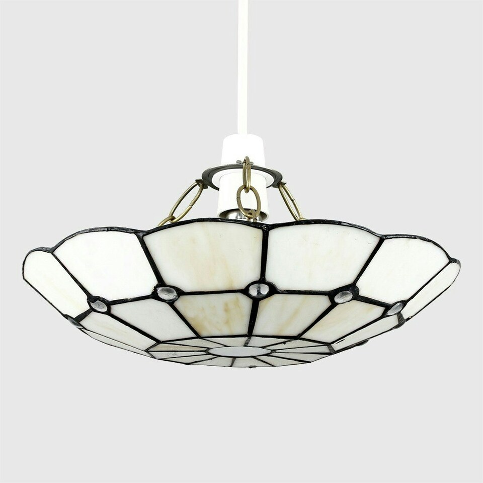 image 1 of ValueLights Tiffany Style Traditional White Pendant Light Shade White